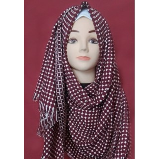 Maroon Polka dots both side wearable hijab